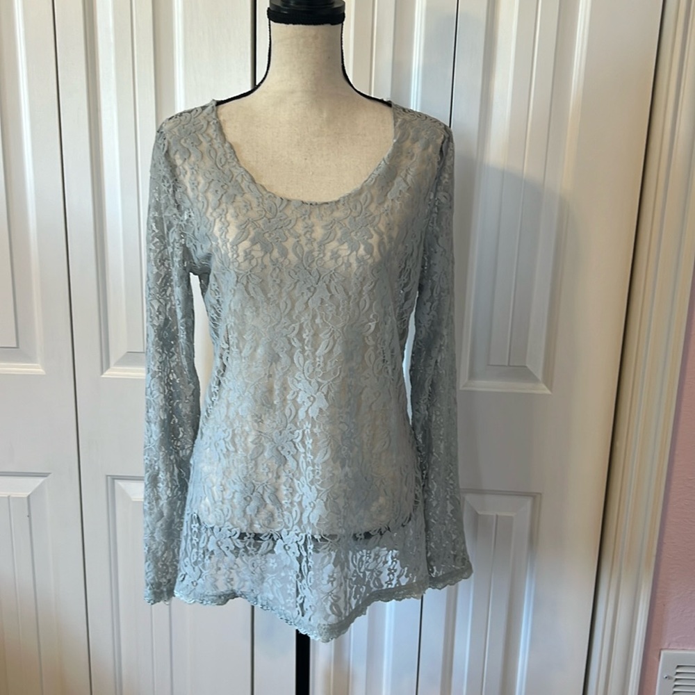 Gray Lace Blouse - XL